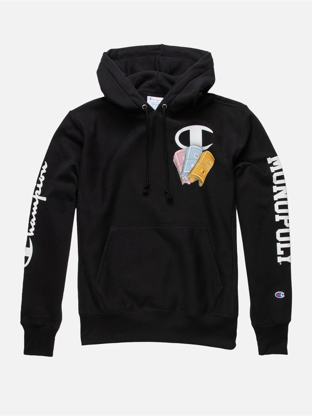 NWT Champion x Monopoly Reverse Weave Money Pullover Sweatshirt Black Sz 2XL